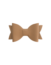 Muted Mocha Faux Leather Bow Clip